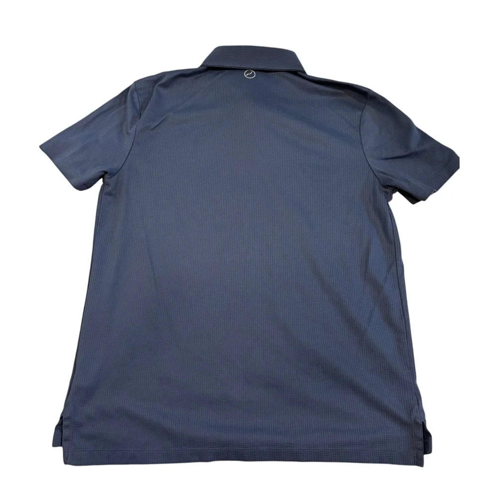 Charles Tyrwhitt Quarter Zip Men's Polo Shirt Navy Blue Cotton/Polyester Medium